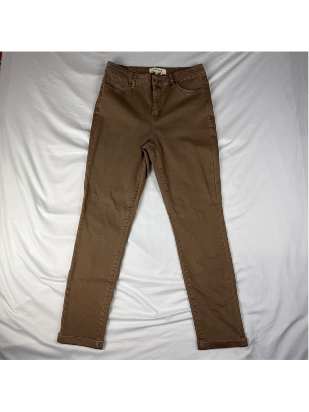 Charlie B Brown Slim Straight Ankle Pants Women 10 Casual Office Career Mocha